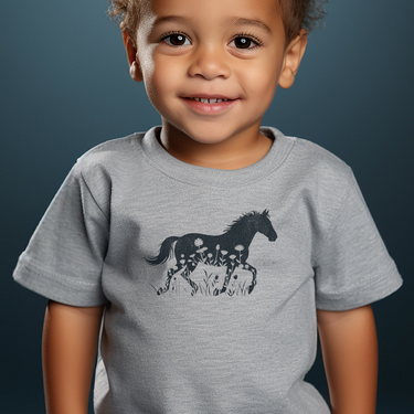 Flower Horse Light Toddler T Shirt - Athletic Heather